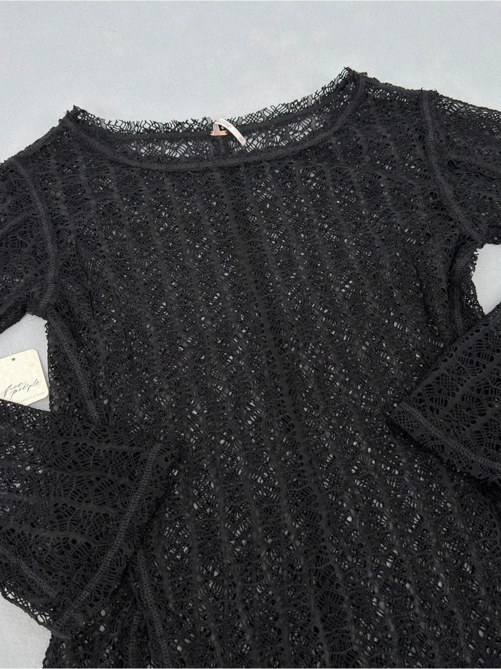 NEW Free People Black On The Road Twisted Top XL Womens